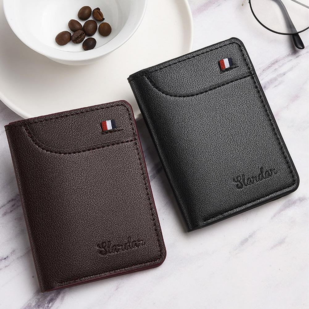 Ví Mini siêu mỏng nam phong cách ngắn gọn Ví da mềm hợp thời trang