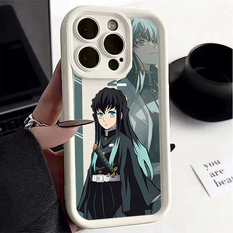 Ốp Lưng Cho Iphone 16 Pro Max 15 14 13 12 11 Pro Max XR 7 8 Plus 12 13 Mini Case Demon Slayer Tokitou Muichirou Anime Chống Sốc Mềm Hợp Thời Trang Silicon Bảo Vệ Camera