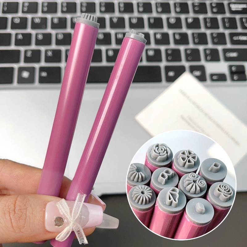 10 Cái / bộ Nail Art Seal Pen - Tem Móng Tay Họa Tiết Bướm Hoa - Dụng Cụ Vẽ Móng Tay - Bút Vẽ Graffiti Làm Móng Tay - Phụ Kiện Thủ Công DIY