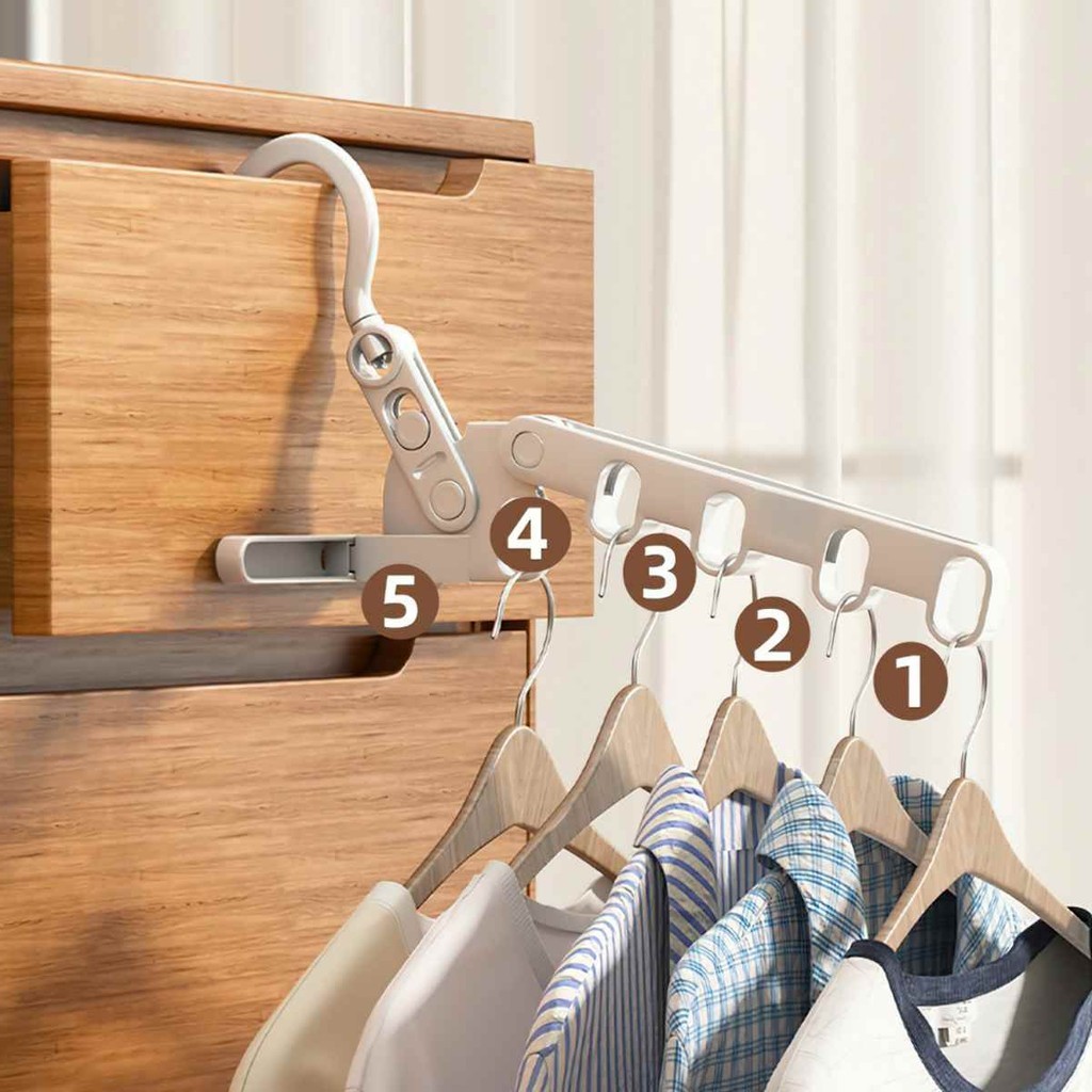 Gấp 5 Lỗ Giá Phơi Quần Áo Xoay 360 Độ Móc Treo Du Lịch Di Động Cho Khách Sạn Nhà Có Thể Gập Lại Sấy Giá Treo Đa FE123