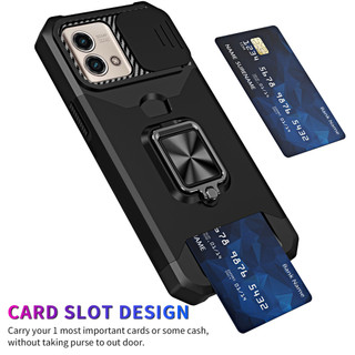Dành Cho Motorola Moto G Stylus 5G 2023 Ốp Lưng Có Trượt Camera Bao Đựng Thẻ Nhẫn Chân Đế Chịu Lực Bảo Vệ Mỏng Bao Da