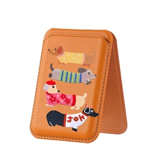 Ví họa tiết chó con dễ thương đầy màu sắc cho iPhone 16 16promax 15 14 13 12 11 Pro Max Plus Thẻ da Giá đỡ điện thoại cho vỏ bỏ túi