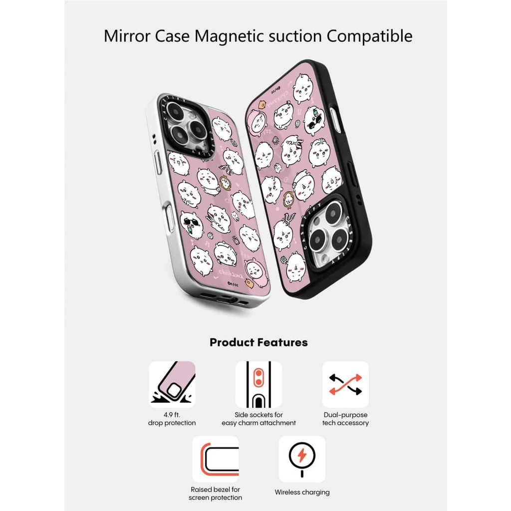 Ốp điện thoại Họa Tiết CASETiFY XChiikawa Medley - Phiên Bản Hồng Hút Từ Tính Đen & Bạc Gương IPhone IPhone 16 15 14 13 12 Pro Max Plus Ốp điện thoại Cứng Có Hộp Khắc logo
