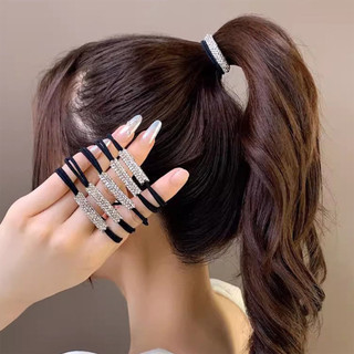10 Dây Buộc Tóc Dây Buộc Tóc Màu Đen Bền Tóc Đuôi Ngựa Dây Buộc Đầu Cho Nữ Bé Gái Mặc Hàng Ngày