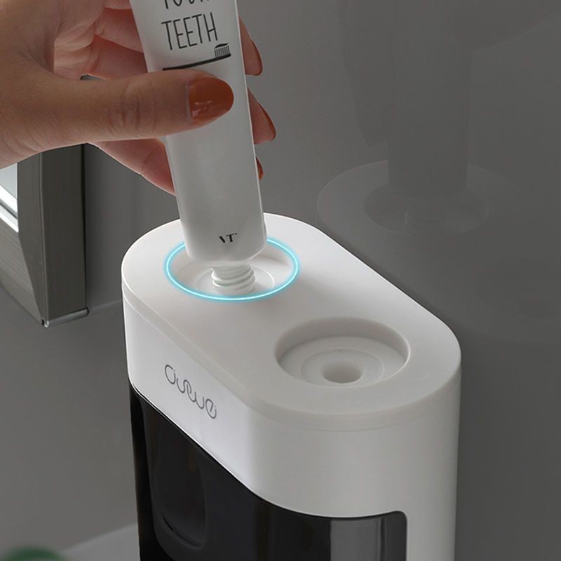 [92% Đánh giá tích cực] Bộ dụng cụ bóp kem đánh răng tự động, bộ giữ bàn chải đánh răng gắn tường cho phòng tắm