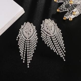 1 Đôi Bông tai tua rua khí chất thời trang, bông tai kim cương lấp lánh phóng đại cho bữa tiệc