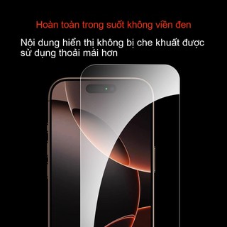 Kính cường lực iPhone full màn trong suốt không viền HD chống trầy chống vân tay cho iPhone 17 16 15 14 13 12 11 Pro Max