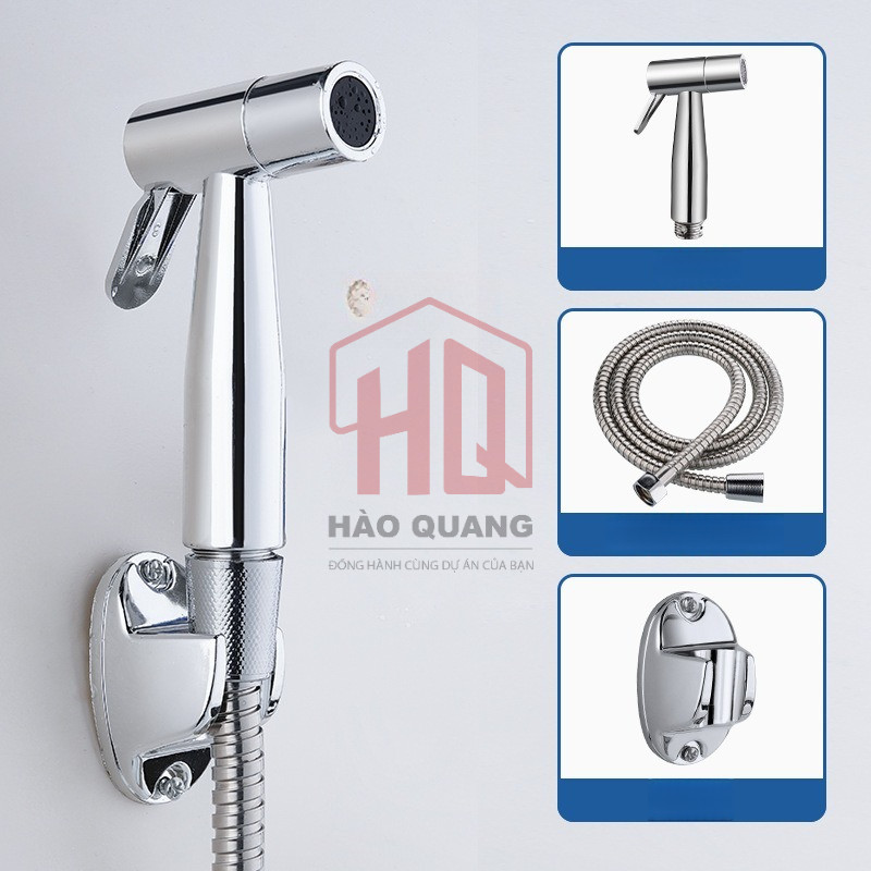 Bộ Vòi Xịt Vệ Sinh Mạ Crom Cao Cấp Kèm Dây Dẫn & Đế Cài – Dùng Cho Bồn Cầu Toilet