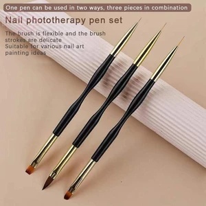 Bộ cọ lót móng tay nghệ thuật sọc kiểu Pháp Mẹo bút vẽ dòng siêu mỏng Dual End Uv Gel Paing Brush Dụng cụ làm móng tay VN