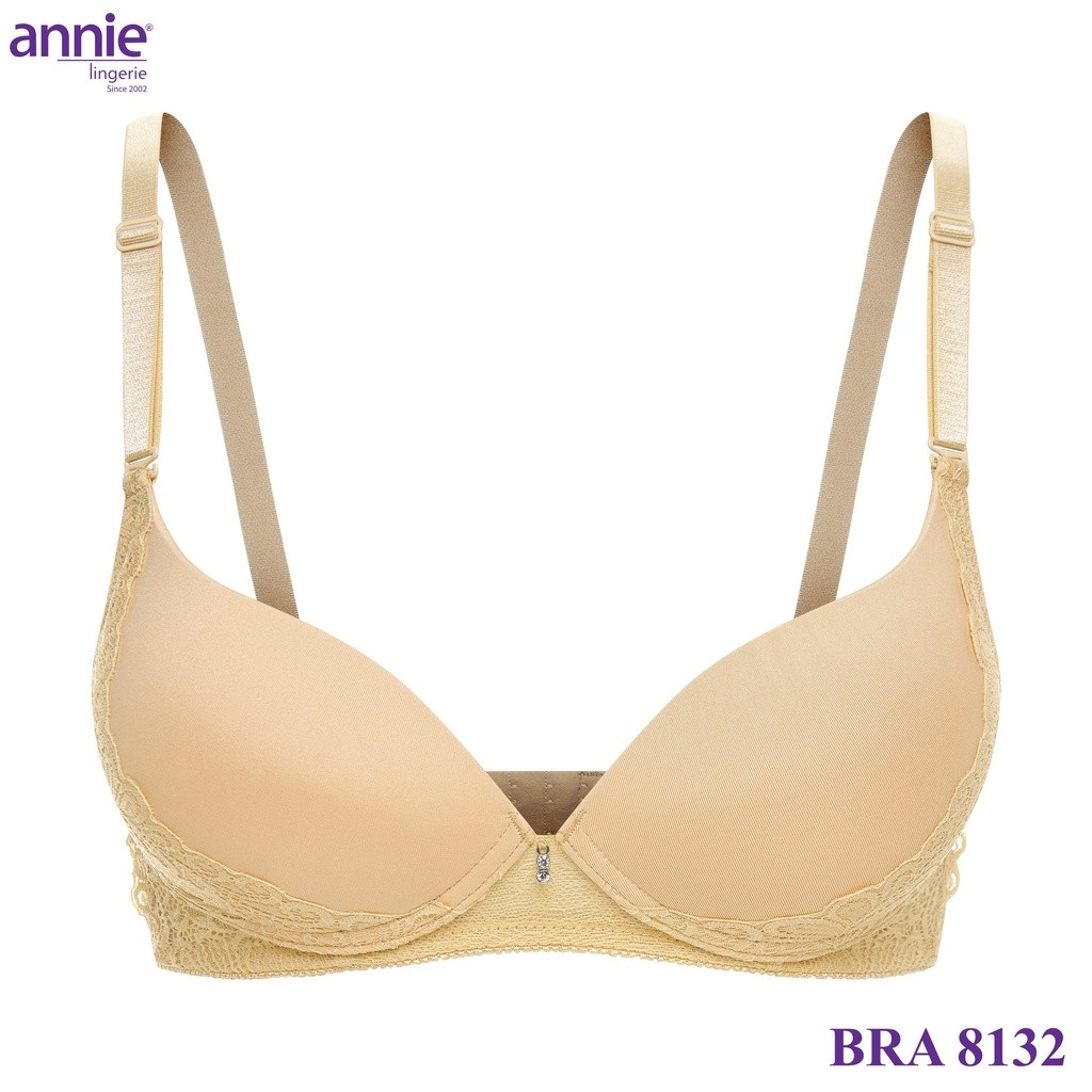 Áo Ngực Trơn không gọng bản to 3 móc tạo dáng lưng thon Cub B annie lingeries Bra 8132 Nâng Ngực Nhẹ