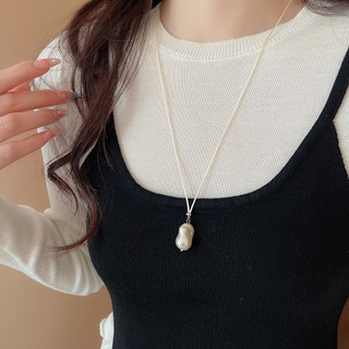 Vòng cổ mặt dây chuyền ngọc trai hoa, dây chuyền xương đòn Instagram đơn giản và đa năng Nhật Bản và Hàn Quốc, dây chuyền áo len phong cách cao cấp thích hợp cho bé gái