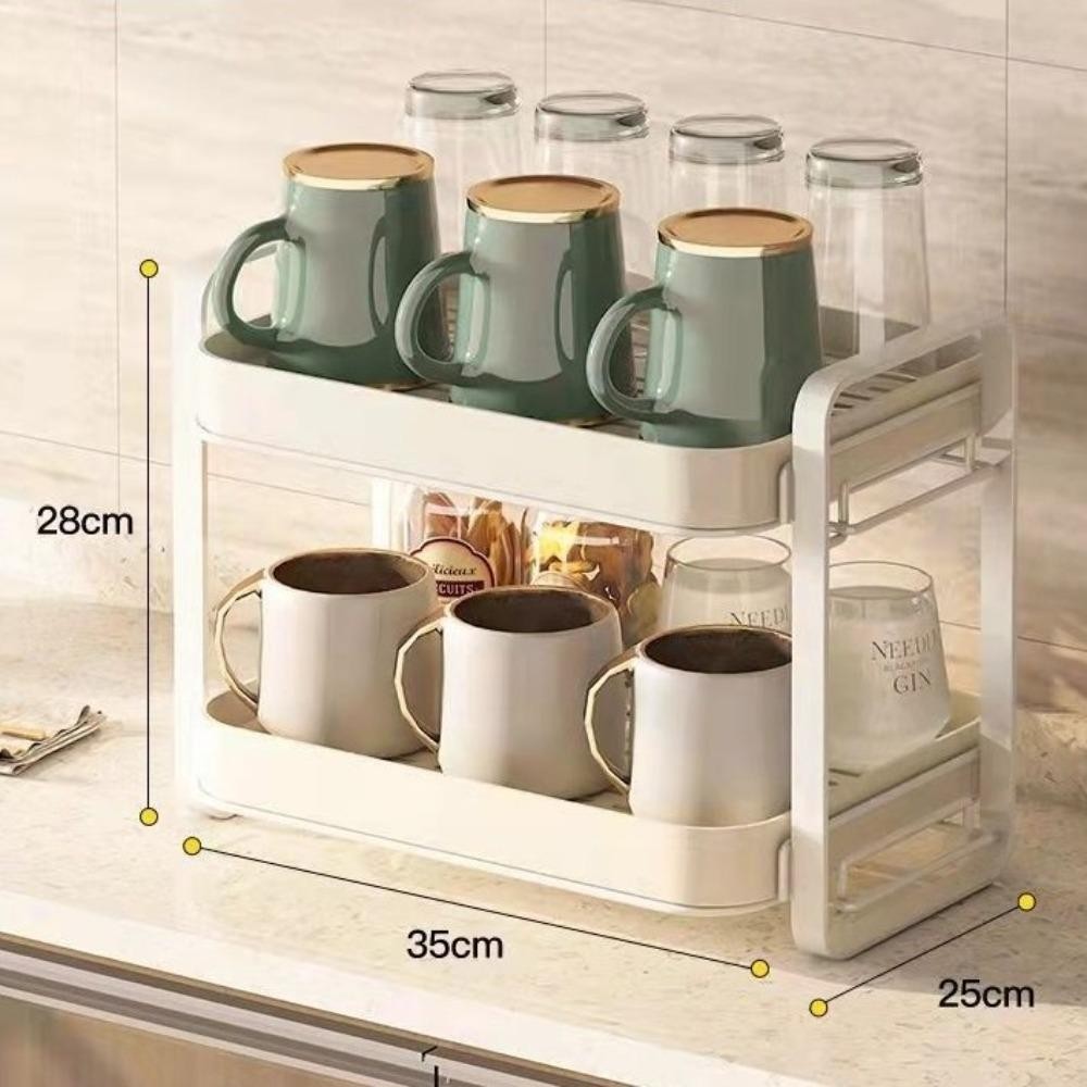 Giá đỡ cốc CHEESELY, Giá đỡ ly rượu đa chức năng hai lớp, có khay thoát nước Giá đựng cốc gia đình Nhà bếp