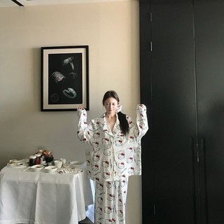 Bộ Đồ Ngủ hellokitty Dễ Thương Nữ Xuân Thu Mới Dài Tay Phong Cách Nhật Bản Đơn Giản Sinh Viên Nhà Quần Áo Phù Hợp Với Mặc Ngoài