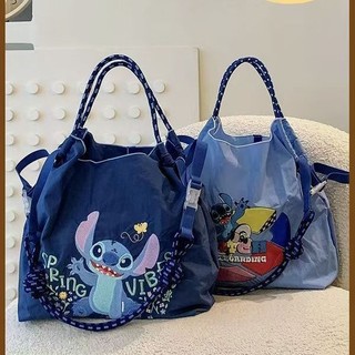 Phong Cách Mới Stitch Thân Thiện Với Môi Trường Túi Mua Sắm Hoạt Hình Hàng Hóa Thêu Nylon Vải Đeo Vai Túi