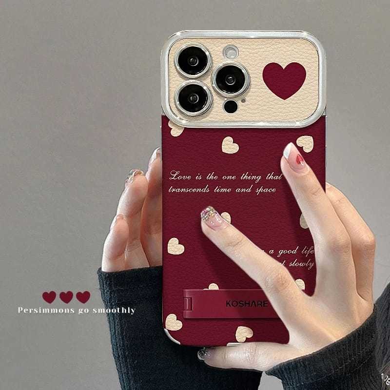 Vỏ điện thoại Ốp da cửa sổ to hình trái tim nơ cho iPhone