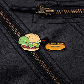 Hoạt Hình Dễ Thương Dachshund Hot Dog Rùa Hamburger Trâm Men Huy Hiệu Ba Lô Phụ Kiện Quà Tặng Thích Hợp Cho Bạn Bè