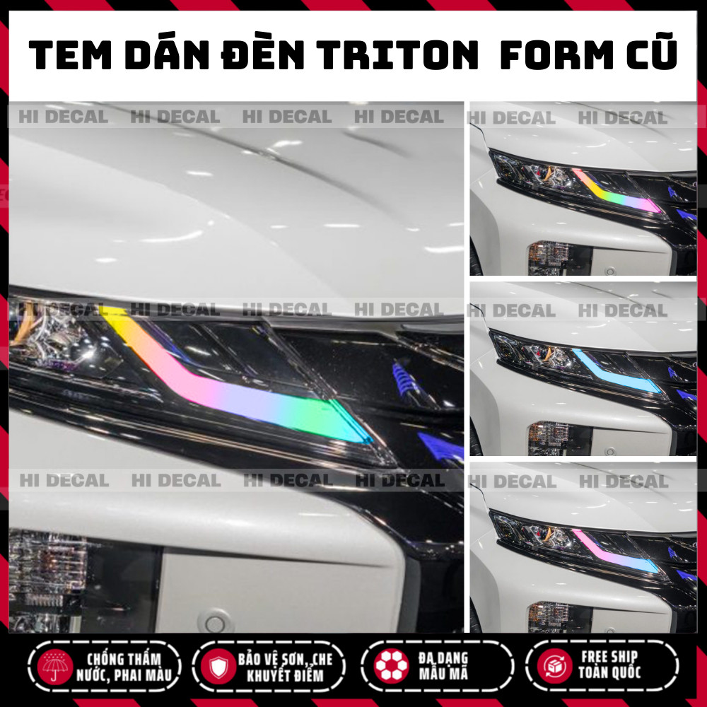 Tem dán đèn Triton 2019 - 2023 form cũ, Decal dán đổi màu đèn triton Decal dán trang trí đèn Triton bền màu chống nước