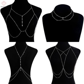 Vòng cổ dây chuỗi cơ thể chéo nữ, áo ngực cưới, trang sức gợi cảm dự tiệc