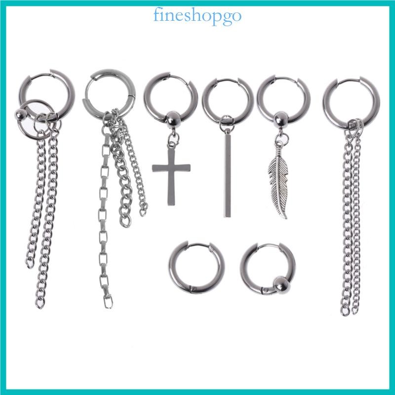 Korean Jewelry for Titanium Steel Earrings Long Men Boys Hoop Chain Drop Earring
