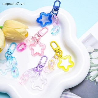 [-d] Móc khóa vòng mở bằng kim loại Móc khóa mặt dây chuyền hình ngôi sao năm cánh bằng nhựa đầy màu sắc dành cho nữ Hộp đựng chìa khóa xe bé gái {vn}