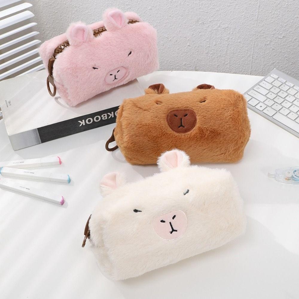 Túi Đựng Bút THFENG, Bút Chì Capybara Sang Trọng, Quà Tặng Di Động Trở Lại Trường Công Suất Lớn Dây Kéo Lớn Văn Phòng Phẩm Người Tổ Chức Sinh Viên