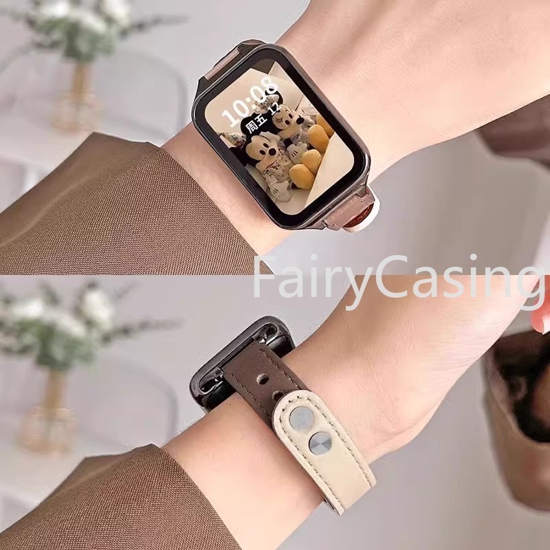 Dây Da Thời Trang Cho Xiaomi Mi Band 10 9 Pro Dây Đeo Đồng Hồ Vòng Tay Cho Mi Band 8 Pro Redmi Watch 4 Dây Đeo Tay Phụ Kiện
