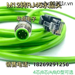 Cáp Ethernet Truyền Thông M12 Sang RJ45 4 Pin D Mã Hóa Một Mã Hóa Cắm Hàng Không Chống Nước Camera Công Nghiệp Che Chắn Cáp