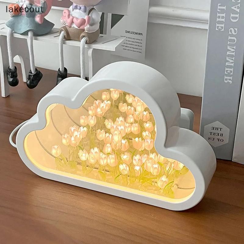 Lưới Handmade DIY Hoa Biển Đêm Bầu Không Khí Đèn Đám Mây Đèn LED Đèn Ngủ Gương Đèn Bàn Phòng Ngủ Trang Trí Đèn Mới linh cẩu