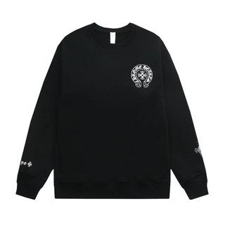 Chrome Hearts Crowe Heart Áo len cổ điển Chữ thập Phạn cổ tròn dáng rộng dành cho nam và nữ