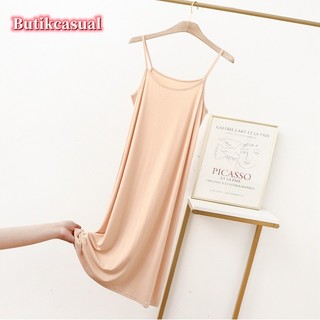 Phụ nữ cotton Sling Váy dài modal co giãn lớn dáng rộng giản dị váy midi thời trang váy hở lưng