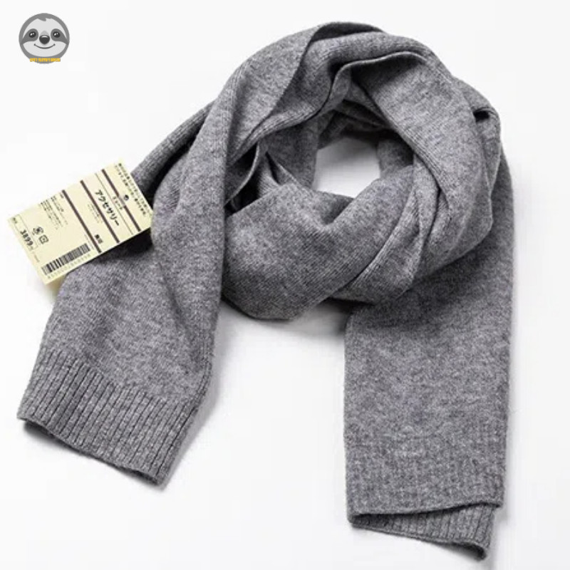 Khăn quàng cổ len pha trộn cao cấp phong cách Nhật Bản Muji, phù hợp thu đông, dệt kim ngắn