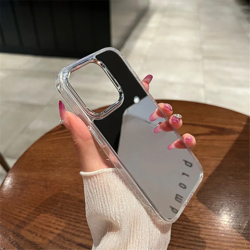 Iphone16 16Pro 16ProMax 16Plus 15Pro Gương Trang Điểm Cứng Acrylic TPU Ốp lưng iPhone 16 15 14 13 12 11 Pro Max Plus Chống Trầy Xước Ốp lưng Chống Sốc Ốp Lưng Bảo Vệ Ốp Lưng