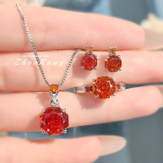 Châu Âu Mỹ ins Phong Cách Mới Kim Cương Hình Bát Giác Hoa Hồng Cắt Nhiều Màu Sắc Trang Sức Phù Hợp Với Nữ