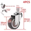 NOTE1 4 Bánh Xe Nội Thất, Phanh Không Tiếng Ồn Có Ren Thân Xoay Bánh, Cao Su TPE 1.5 "/ 2" Bánh Xe M10 Cao Su Castor Kệ Để Bàn