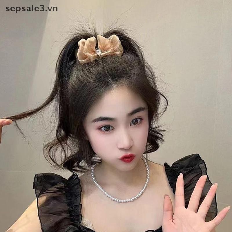 # VN # Lưới bong bóng kim cương giả thanh lịch Nơ hai mặt Móng vuốt tóc đuôi ngựa cho phụ kiện tóc nữ.
