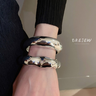 [Drejew] Vòng tay hở sọc gợn sóng không đều Châu Âu và Hoa Kỳ Vòng tay khí chất cá tính retro đơn giản mới trang sức tay phụ nữ