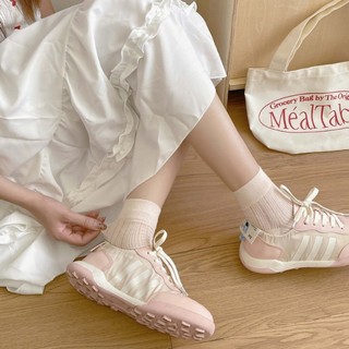 Tất Giữa Ống Nữ Phong Cách Mỏng Thoáng Khí Màu Trơn Nhật Bản Cotton Lưới Rỗng
