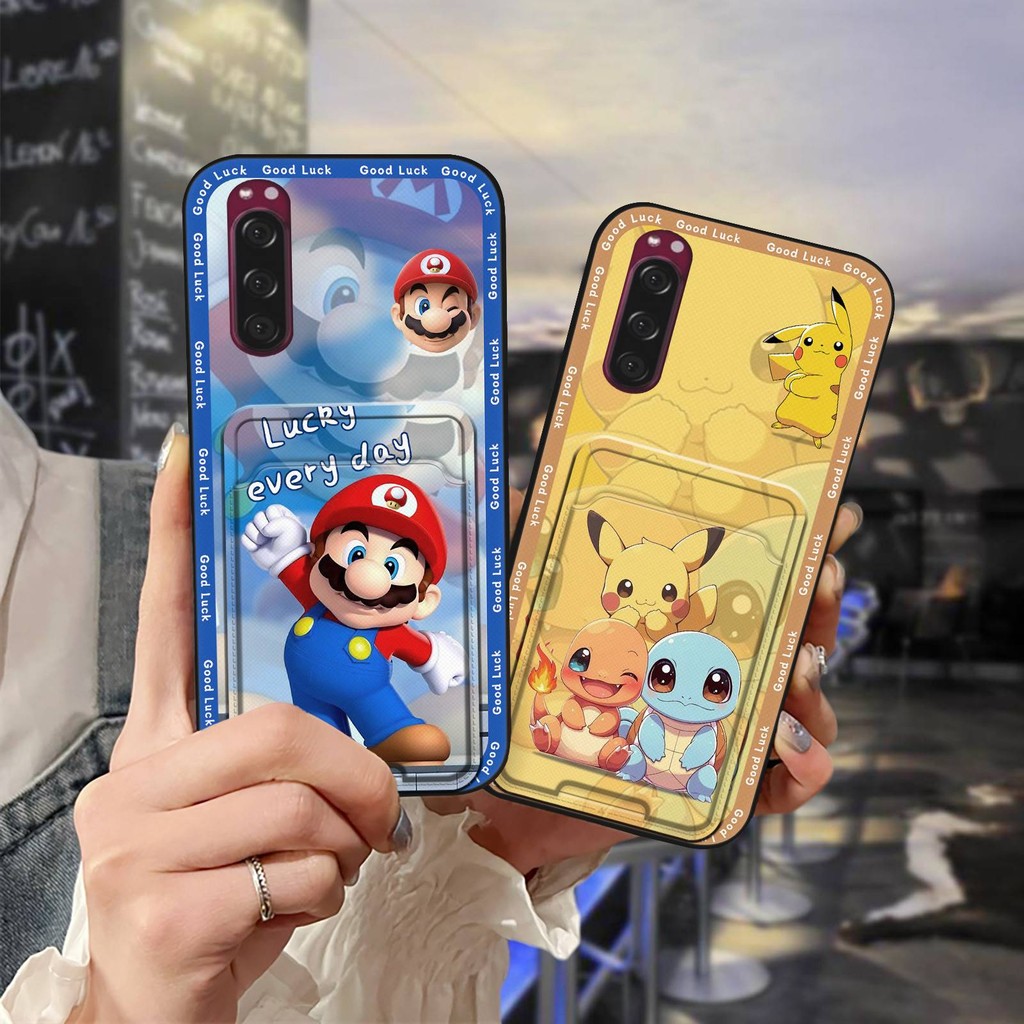 Bảo Vệ Thiết Kế Thời Trang Ốp lưng Sony Xperia 5 / XZ5 Chống Va Đập Vỏ Mềm Chống Bụi Bẩn Graffiti Túi Đựng Thẻ Hoạt Hình Ốp Lưng Bền Toàn Bộ Bọc Chống Thấm Nước Chống Bụi TPU