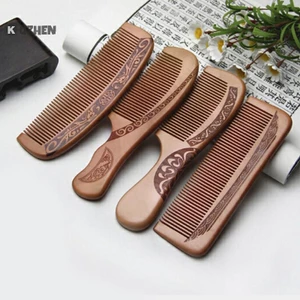 KUZHEN Gỗ Đào Tự Nhiên Chống Tĩnh Điện Đóng Lược Massage Tóc HealthTools HOT