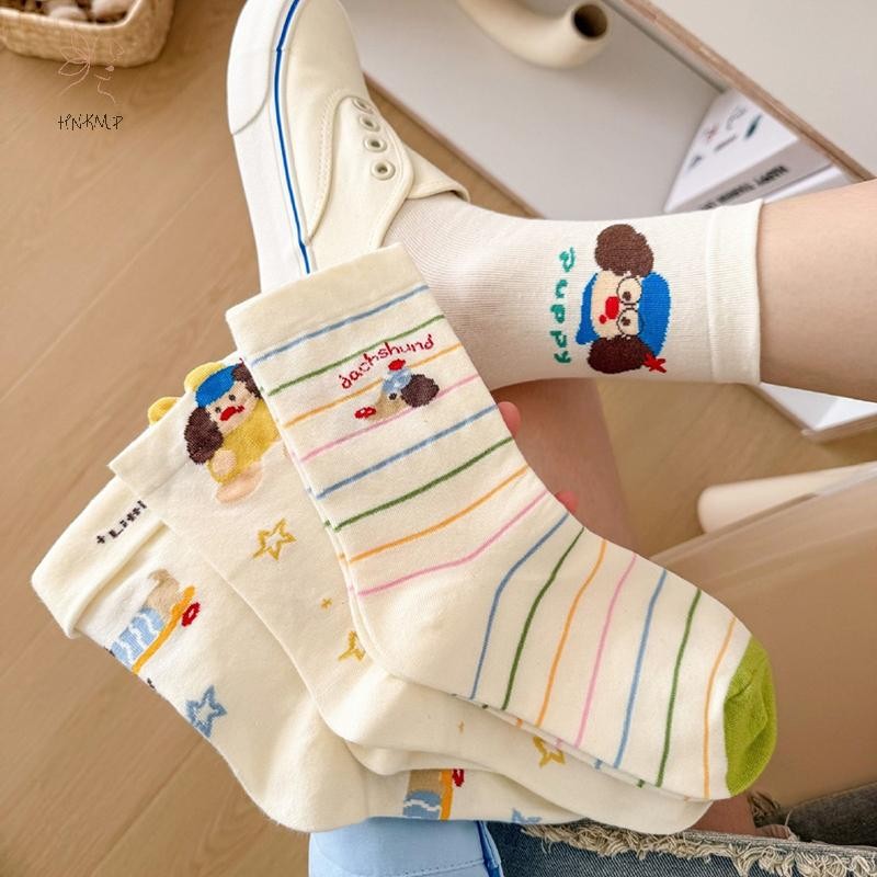 Tất hoạt hình HNKMP dành cho nữ Tất ống giữa ấm áp thời trang chất lượng cao ấm áp Tất Cotton thoải mái mềm mại.