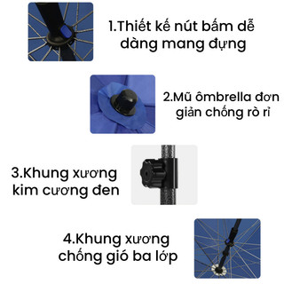 Ô Dù Chính Tâm Tròn Ngoài Trời Chất Liệu Vải Dù Polyester Che Nắng Mưa Cho Quán Café Kích Thước 2.2M