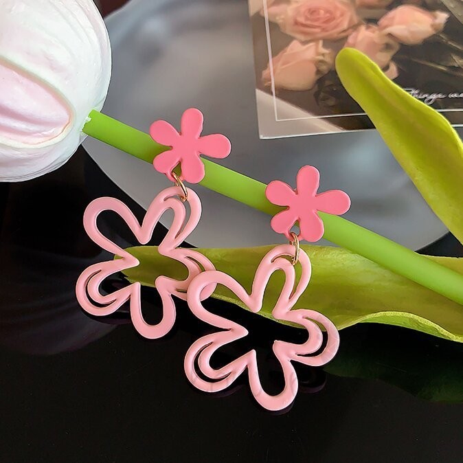 [hướng dương] Bông tai hoa rỗng Dopamine Sweet Fresh
