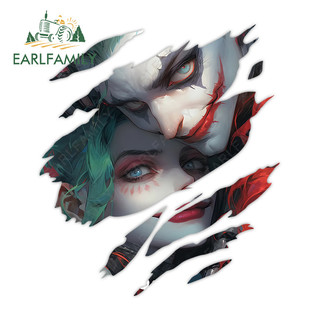 EARLFAMILY Joker và Harley Quinn Xé Xe Dán Anime Phong Cách Đen Cá Tính Xe Máy Tủ Lạnh Ván Trượt Vali Chống Thấm Nước Decal Nhãn Xe