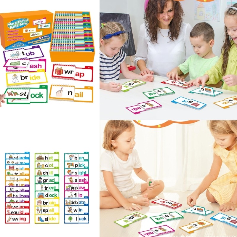 MIS Word Family Flip Books Phonics Flash Cards Đọc và Rhyme Flip Books để phát triển đọc sách mầm non