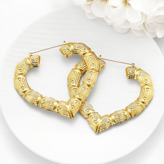 Hình Trái Tim Vòng Bông Tai Tre Thiết Kế Chung Vòng Tròn Tai Trang Sức Quà Tặng Cho Tiệc Du Lịch Trang Trí Đám Cưới