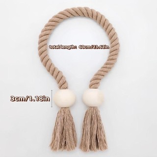 Dây buộc rèm ROLY, Dây buộc dây đàn hồi bằng gỗ nguyên khối, Chất lượng cao với nút thắt từ tính phong cách Boho Khóa rèm cửa sổ dệt tay Trang trí nhà cửa