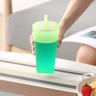 Cốc rơm tích hợp không nắp đơn giản Cốc rơm trẻ em mùa hè Cốc đựng đồ uống học sinh lớn