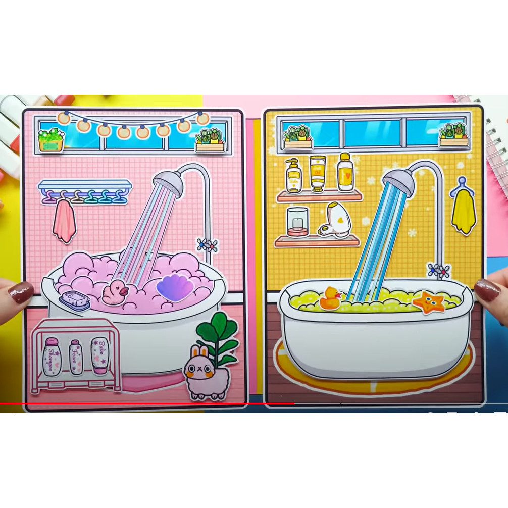 Đồ chơi giấy ngôi nhà búp bê toca boca Dâu Cam đồ chơi thủ công bóc dán dành cho trẻ