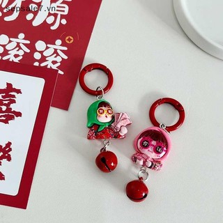 [-d] Phim hoạt hình dễ thương Cô gái Đông Bắc Móc khóa Áo khoác độn bông hoa Mặt dây chuyền Cô gái Túi đi học Mặt dây chuyền Phụ kiện quà tặng {vn}