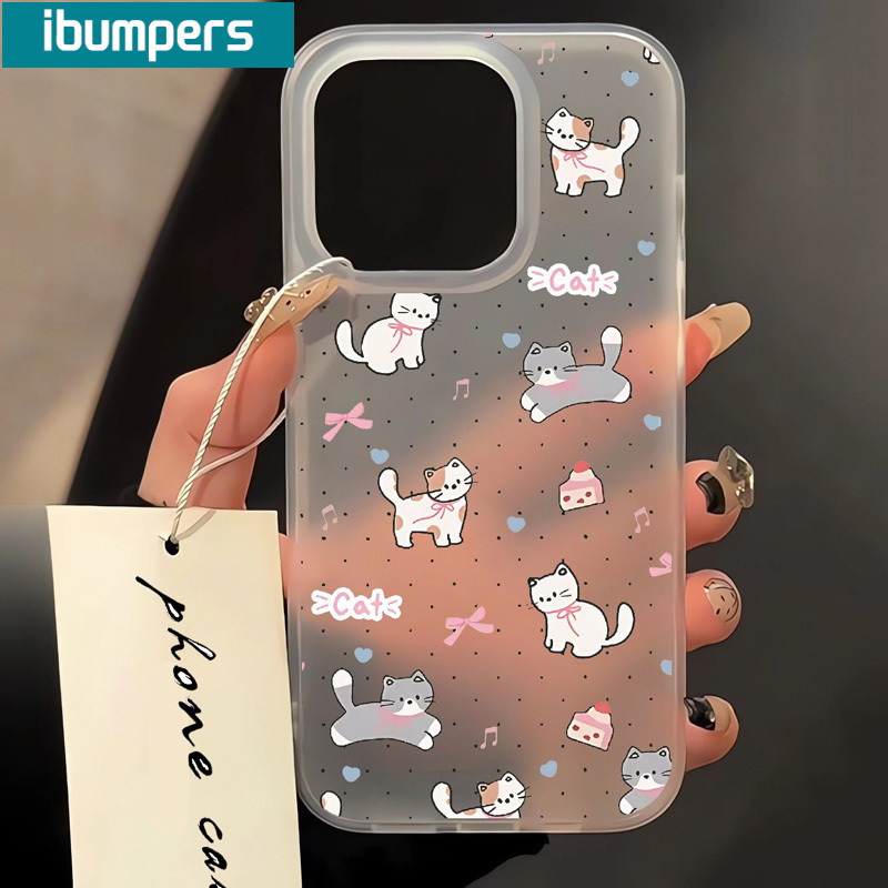 ibumpers Ốp Lưng IPhone Dễ Thương Coquette Nơ Họa Tiết Mèo Ốp Điện Thoại Trong Suốt Nhám Mờ TPU Mỏng Chống Sốc Chống Bẩn Cho IPhone 16 15 14 12 13 11 Pro Max IP 7 8 Plus X XS XR